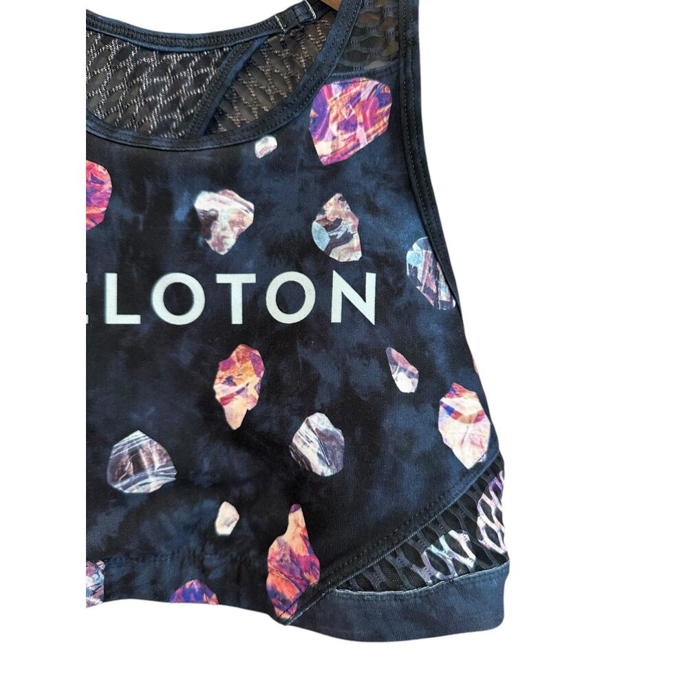 Peloton WITH Asteroid High Neck Bra Back Cut Out Navy Mesh Detail Logo Small - Picture 5 of 7